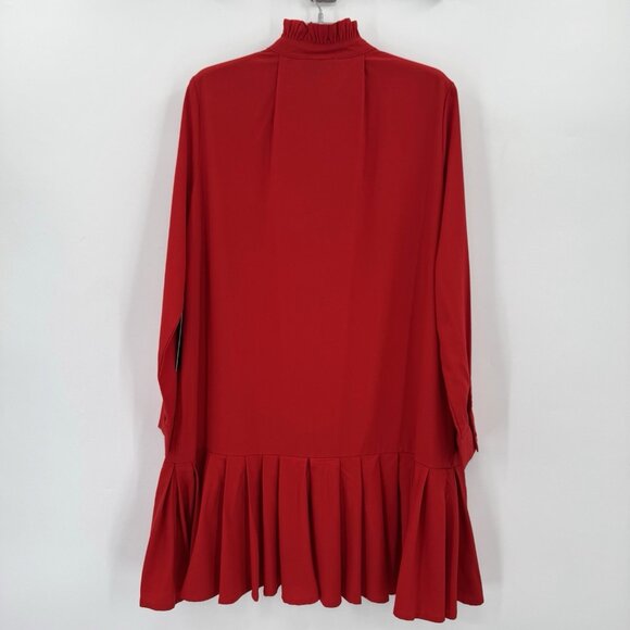 Tuckernuck Red Stretch Crepe Tate Dress sz M Long Sleeve Flounce Mini Ruffle NWT - Picture 8 of 8
